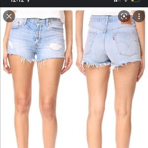 Levi’s exposed button fly 501 straight leg shorts